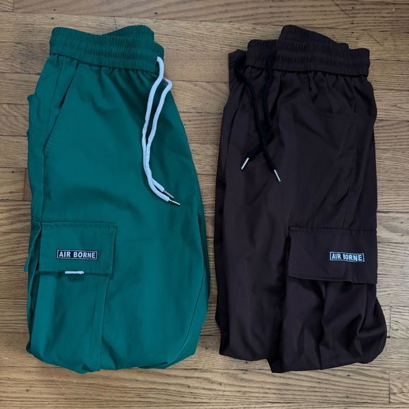 2 Pair of Men's Cargo Pants Green and Black size S - Picture 5 of 9